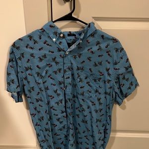 J. Crew Cotton/Linen Pineapple Design Hawaiian Shirt (Large)